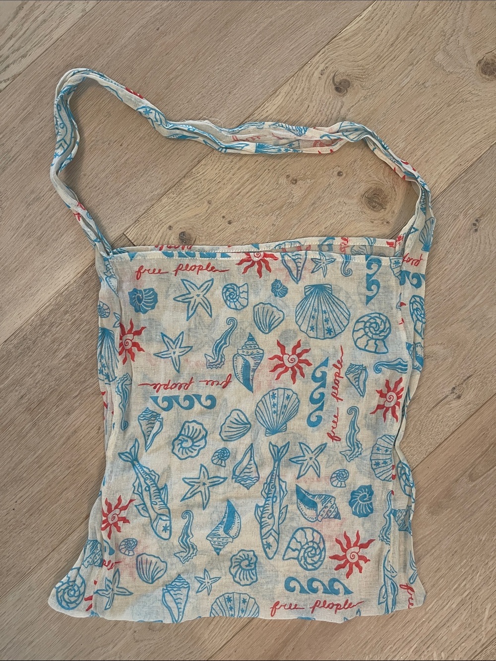 Free People Seashell Print Tote - Turquoise and orange